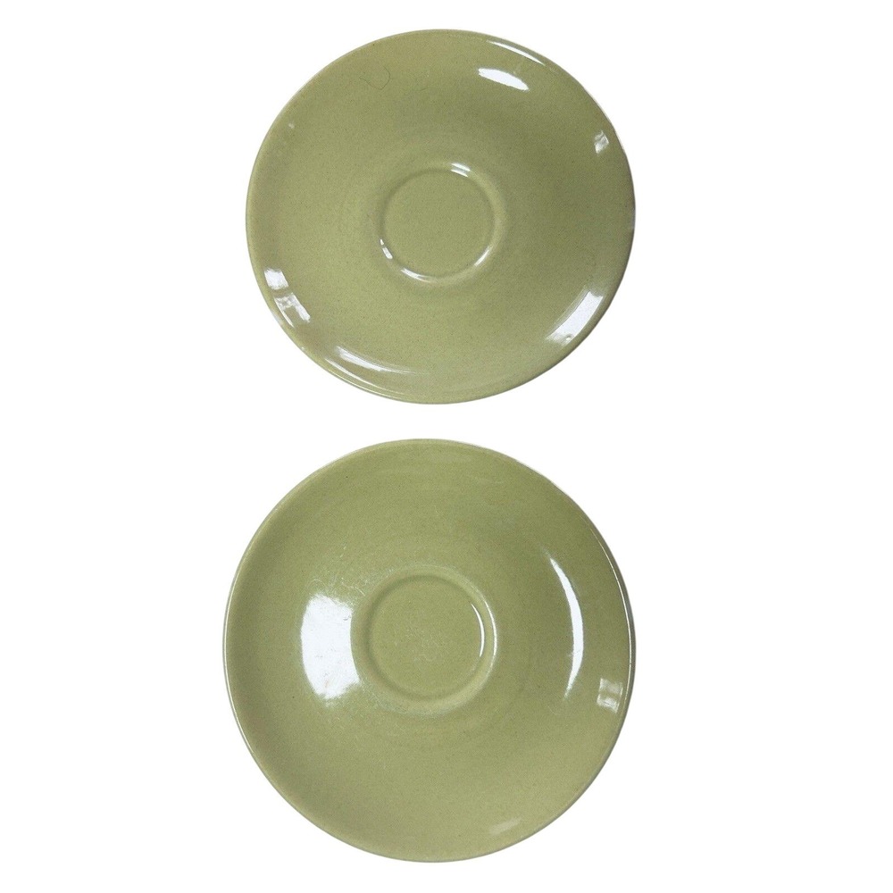 2‎ MCM Iroquois Casual China Line by Russel Wright Avocado Green Saucer Plate